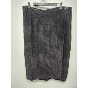 Vintage Adrain Jordan Women's Suede True Wrap Midi Skirt, Size 22W, In Black